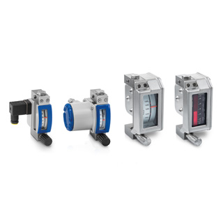 Variable area flowmeter DK32, 34, 37 with mechanical or electronic indicator and metering valve to set flow value accurately